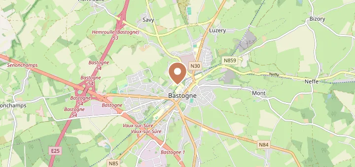 Map of Bastogne (6600), Belgian Luxembourg