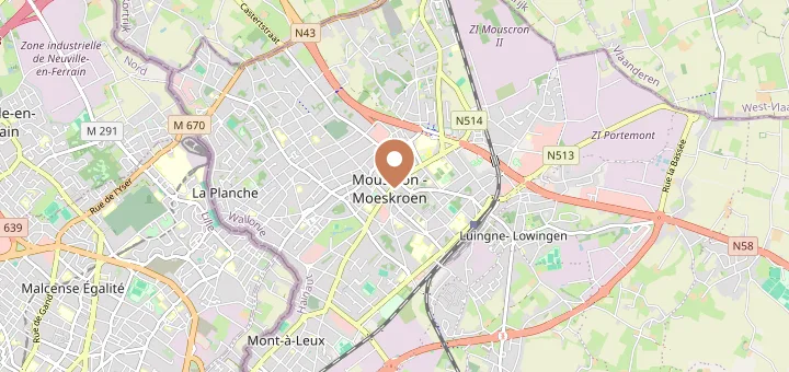 Map of Mouscron (7700), Hainaut