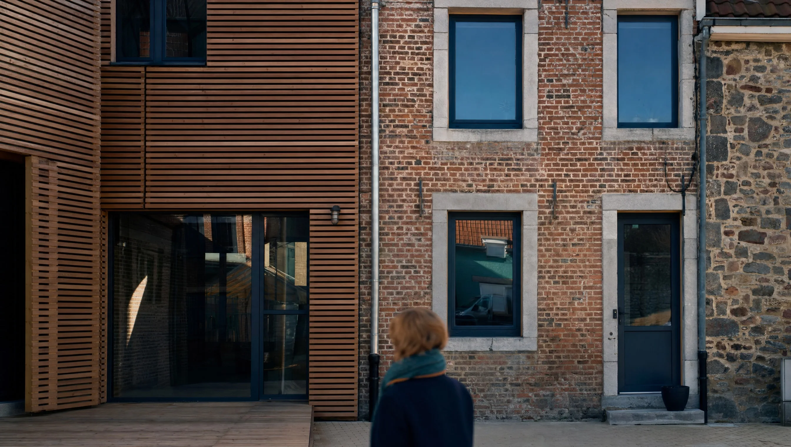 photo duplex redeveloped brownfield · Binche centre